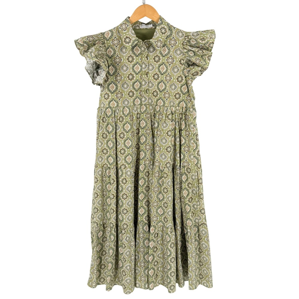 Shop The Mint Nursing Collection Dress Green S Boho Tiered Ruffle Cotton Earthy